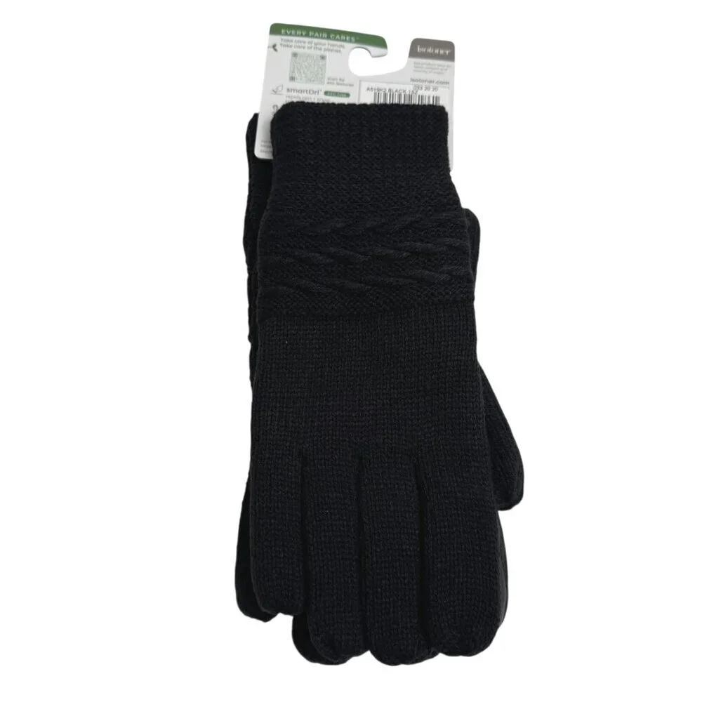 Isotoner NEW smartDri Gloves Women's One Size Black SmarTouch Faux Fur Lining